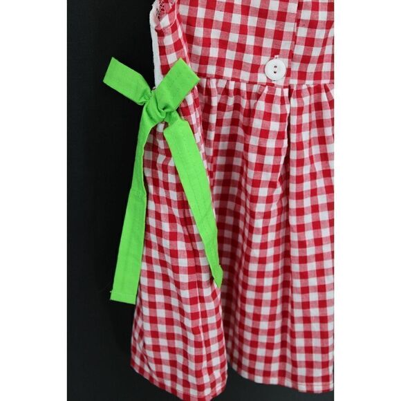 MARIE NICOLE CLOTHING RED/WHITE GINGHAM WATERMELON SMOCKED 3XS DRESS FITS LIKE 2 - Picture 9 of 11